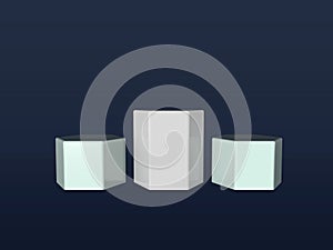 Product stand, octangle shape, reflecive, minimal white. 3D Rendering. Studio