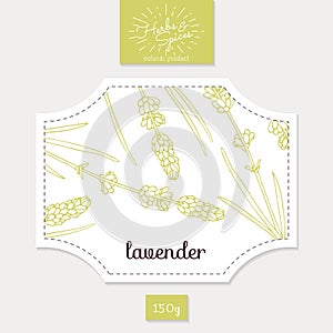 Product sticker with hand drawn lavender leaves