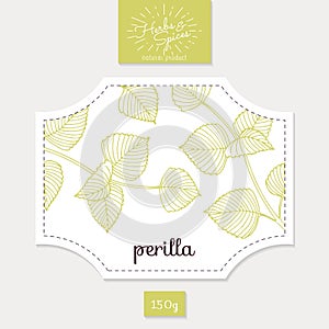 Product sticker with hand drawn perilla leaves