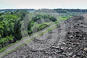 Production area with road and rocks