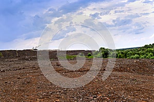 Production area with road and rocks