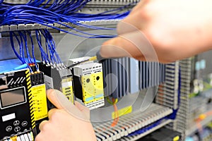 Production and assembly of microelectronics in a hi-tech factory photo