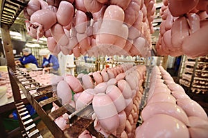 Production of boiled sausages and smoked sausage at a meat factory