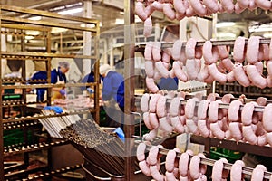 Production of boiled sausages and smoked sausage at a meat factory