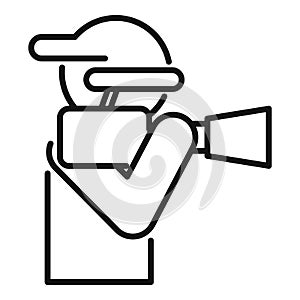 Production camera icon outline vector. Film cinema