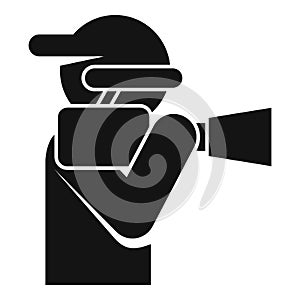 Production camera icon simple vector. Film cinema