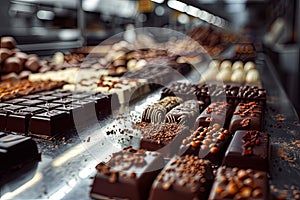 Production of chocolate bars confectionery factory