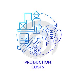 Production costs blue gradient concept icon