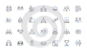 Production crew line icons collection. Director, Camera, Lighting, Sound, Grip, Gaffer, Boom vector and linear