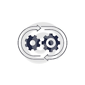 production cycle and operations icon on white