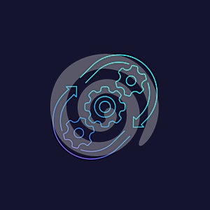 Production cycle, process vector linear icon