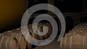 Production of delicious natural wine casks at vineyard