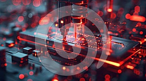 The production and distribution process in a factory, which represents the use of technology in making the process. Generative AI photo