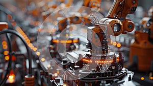 The production and distribution process in a factory, which represents the use of technology in making the process. Generative AI photo