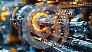 The production and distribution process in a factory, which represents the use of technology in making the process. Generative AI photo