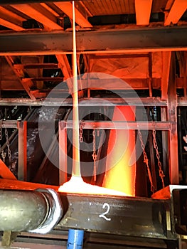 production of enamel, the streams of molten glass