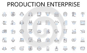 Production enterprise line icons collection. Evolution, Metabolism, Genetics, Ecosystem, Organelle, Photosynthesis photo