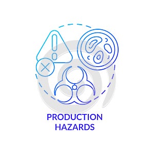 Production hazards blue gradient concept icon