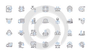 Production house line icons collection. inematography, Filmography, Scriptwriting, Editing, Animation, Videography, Post photo