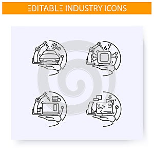 Production industries line icons set. Editable