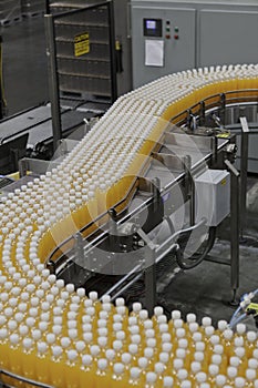 Production line in a bottling factory