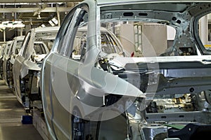 Production line in car bodyshop