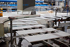 Production line with ceramic tiles