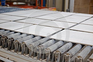 Production line with ceramic tiles