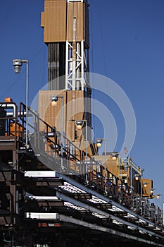 Production line and drilling rig derrick