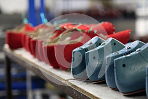 Production line in a footwear factory