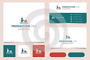 Production line logo design with editable slogan. Branding book and business card template.