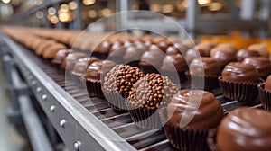 production of many chocolate candies in row