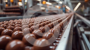 production of many chocolate candies in row