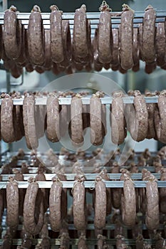 Production of meat sausages and sausages from pork and beef. Meat factory