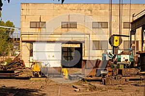 Production. The old factory. Rusty manufacturing equipment.