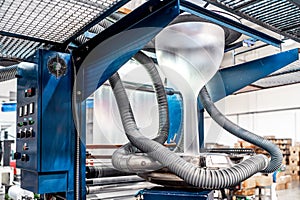 production of plastic packaging in a factory on an automated line