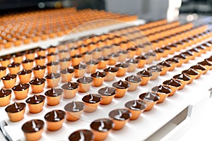 Production of pralines in a factory for the food industry - auto photo
