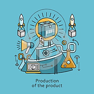 Production of Product Icon Flat Design Concept