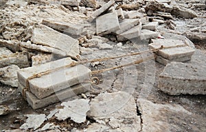 Production of salt on Karum lake, Danakil, Afar Ethiopia