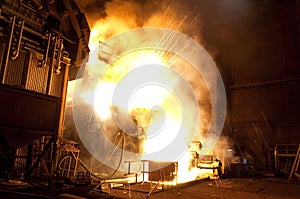 Production of steel in a steel mill - production in heavy industry