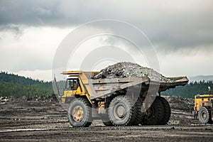 Production useful minerals. the dump truck