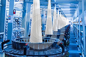 Production of white polypropylene flat yarn for the production of industrial bags. Allison-circular loom woven bag