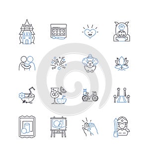 Productive entertainment line icons collection. Focus, Training, Skill-building, Learning, Efficiency, Growth photo