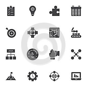 Productive work vector icons set