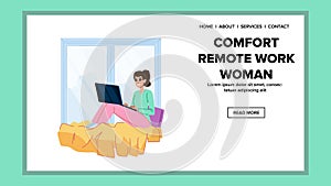 productivity comfort remote work woman vector