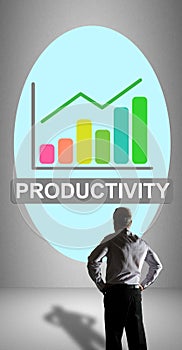 Productivity concept watched by a businessman