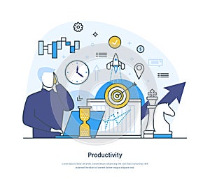 Productivity, effective work planning, workflow organization business concept