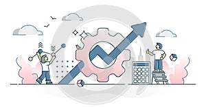 Productivity, efficiency and work progress improvement scene outline concept