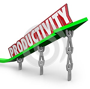 Productivity Efficient Teamwork Productive People Working Together Lifting Word