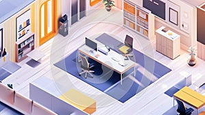 productivity engaging in an isometric office style